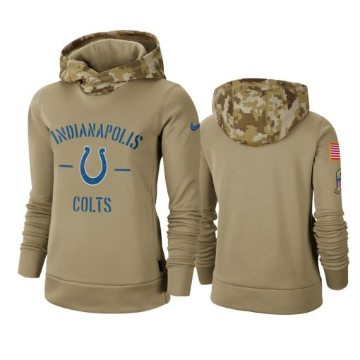 Indianapolis Colts Khaki 2019 Salute To Service Therma Pullover Hoodie