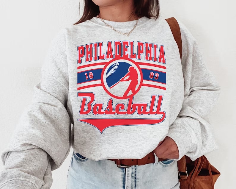 Vintage Philadelphia Phillie Crewneck Sweatshirt / Tee, Phillies EST 1883 Sweatshirt, Philadelphia Baseball Game, Retro Phillies Shirt