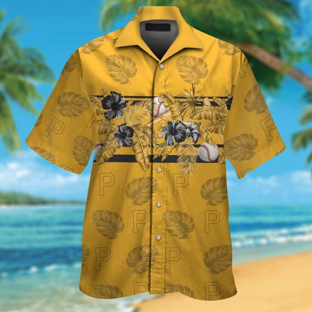 Pittsburg Pirates Short Sleeve Button Up Tropical Hawaiian Shirt Ver01