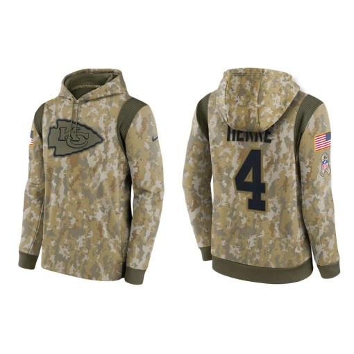 Chad Henne Kansas City Chiefs Camo 2021 Salute To Service Veterans Day Therma Pullover Hoodie