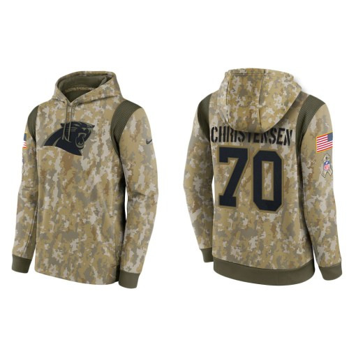 Brady Christensen Carolina Panthers Camo 2021 Salute To Service Veterans Day Therma Pullover Hoodie