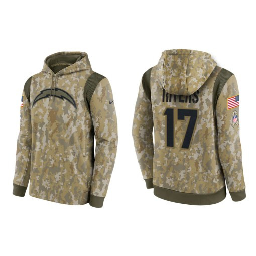 Philip Rivers Los Angeles Chargers Camo 2021 Salute To Service Veterans Day Therma Pullover Hoodie