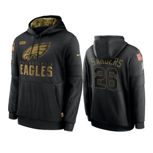 Philadelphia Eagles Miles Sanders Black 2020 Salute To Service Sideline Performance Pullover Hoodie