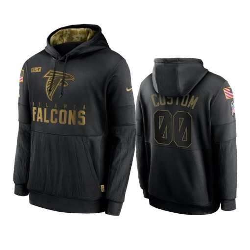 Atlanta Falcons Custom Black 2020 Salute To Service Sideline Performance Pullover Hoodie