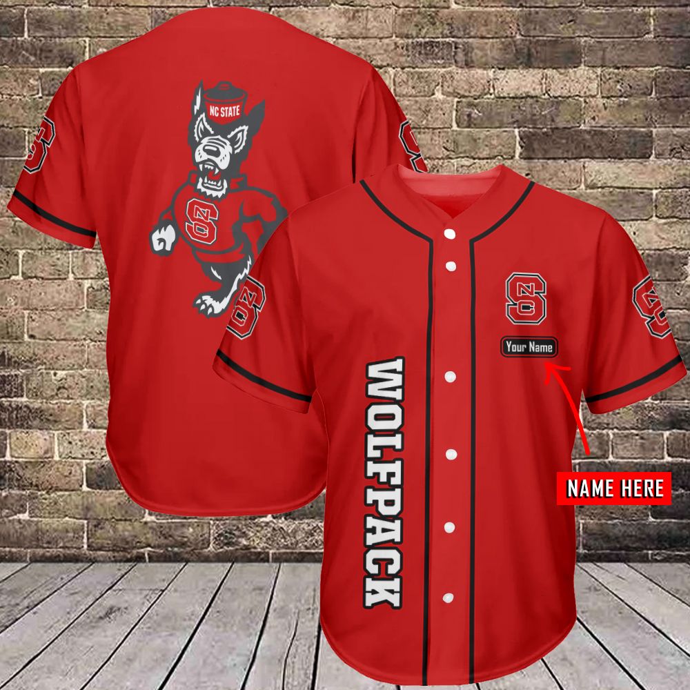 NC State Wolfpack Personalized Baseball Jersey Shirt 344