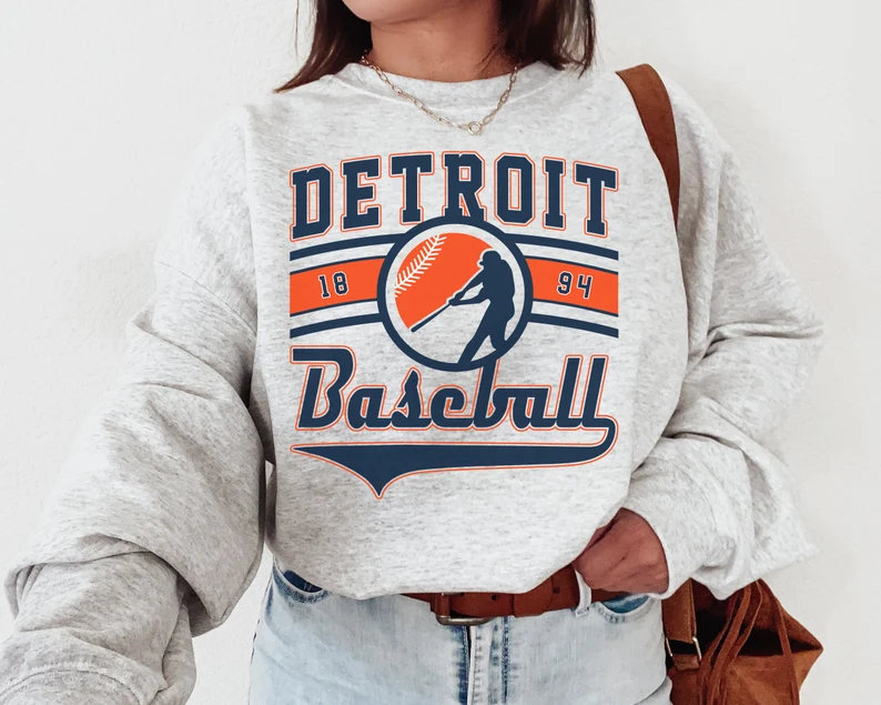 Vintage Detroit Tigers Crewneck Sweatshirt / Tee, Detroit Tigers EST 1894 Sweatshirt, Detroit Baseball Shirt, Retro Tigers Shirt