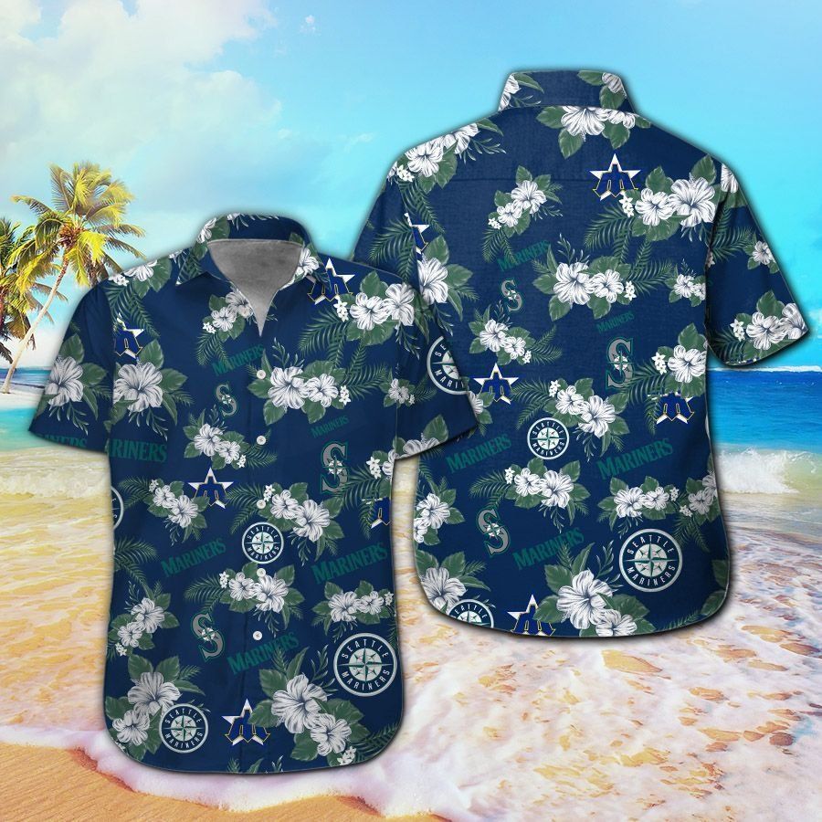 Seattle Mariners Short Sleeve Button Up Tropical Hawaiian Shirt Ver03