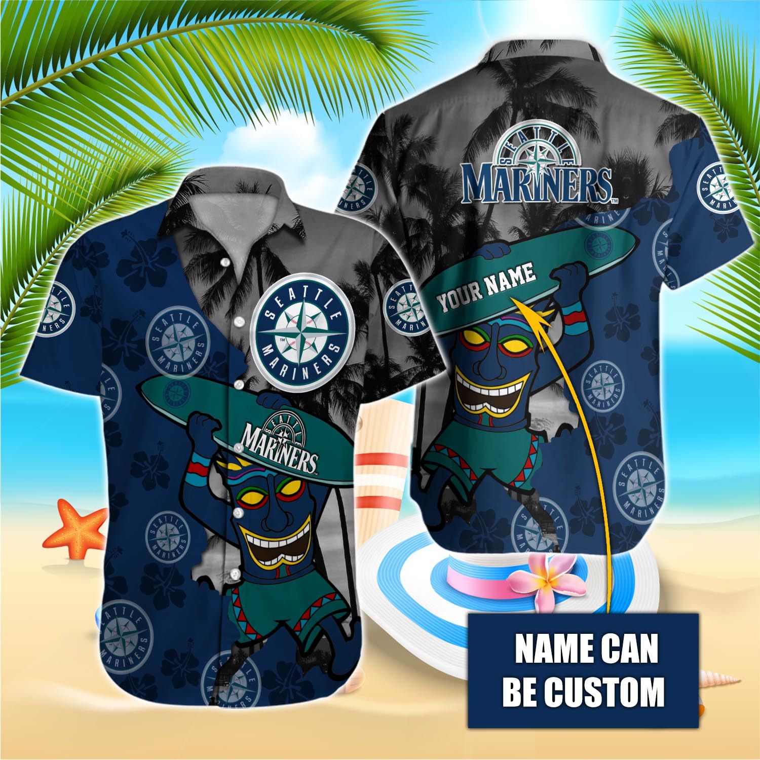 Seattle Mariners Tropical Beach Shirt Custom Name