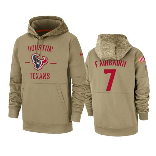 Houston Texans Ka’Imi Fairbairn Tan 2019 Salute To Service Sideline Therma Pullover Hoodie