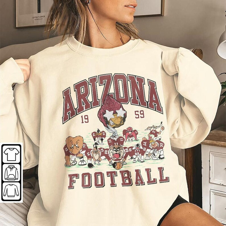 Arizona Vintage Looney Tunes Football Sweatshirt, Clayton Tune Game Day Classic 90s Graphic Tee Cardinals Gift Unisex Fan