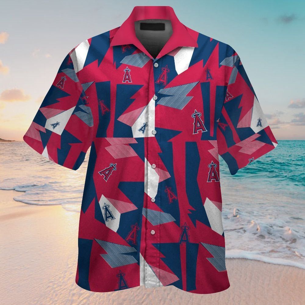 Los Angeles Angels Short Sleeve Button Up Tropical Hawaiian Shirt Ver07