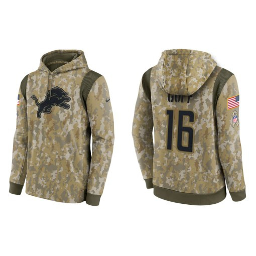 Jared Goff Detroit Lions Camo 2021 Salute To Service Veterans Day Therma Pullover Hoodie