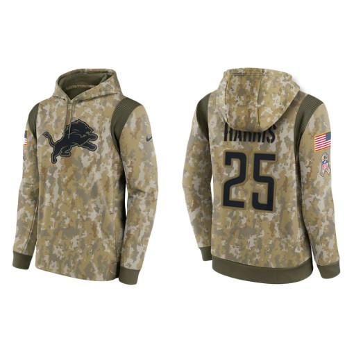 Will Harris Detroit Lions Camo 2021 Salute To Service Veterans Day Therma Pullover Hoodie