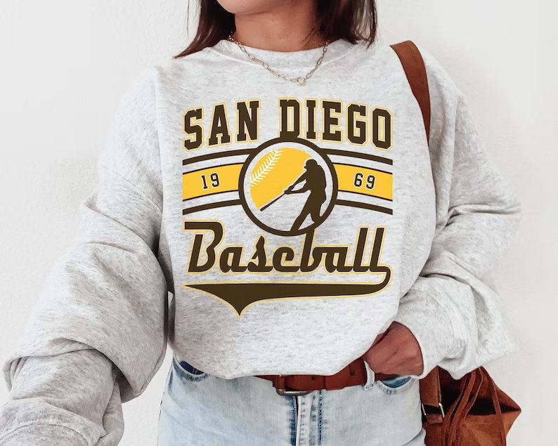 Vintage San Diego Padres Crewneck Sweatshirt / Tee, Padres EST 1969 Sweatshirt, San Diego Baseball Game Day Shirt, Retro Padres Shirt