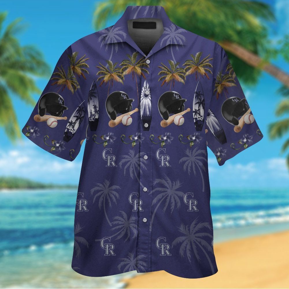 Colorado Rockies Short Sleeve Button Up Tropical Hawaiian Shirt Ver05