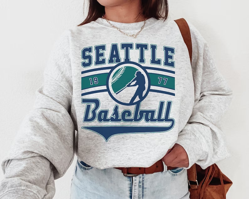 Vintage Seattle Mariners Crewneck Sweatshirt / Tee, Mariners EST 1977 Sweatshirt, Seattle Baseball Game Day Shirt, Retro Mariners Shirt