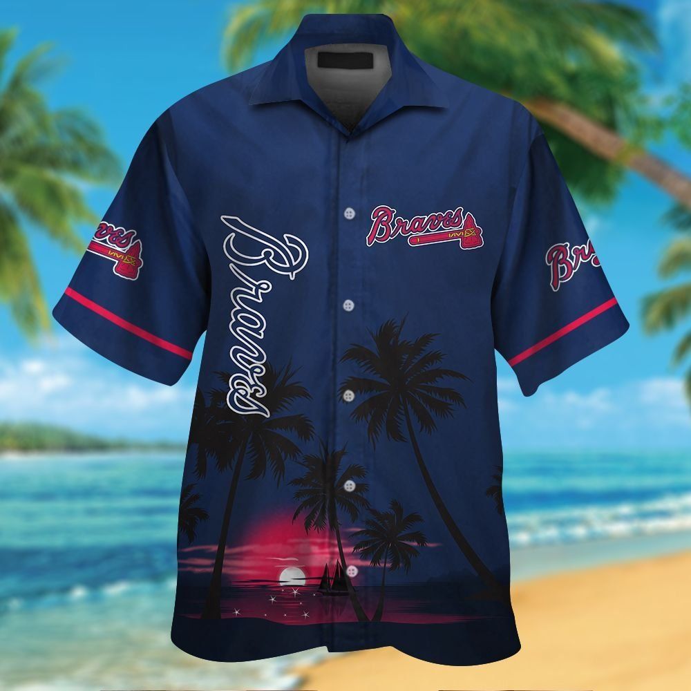 Short Sleeve Atlanta Braves Tropical Hawaiian Shirt Button Up