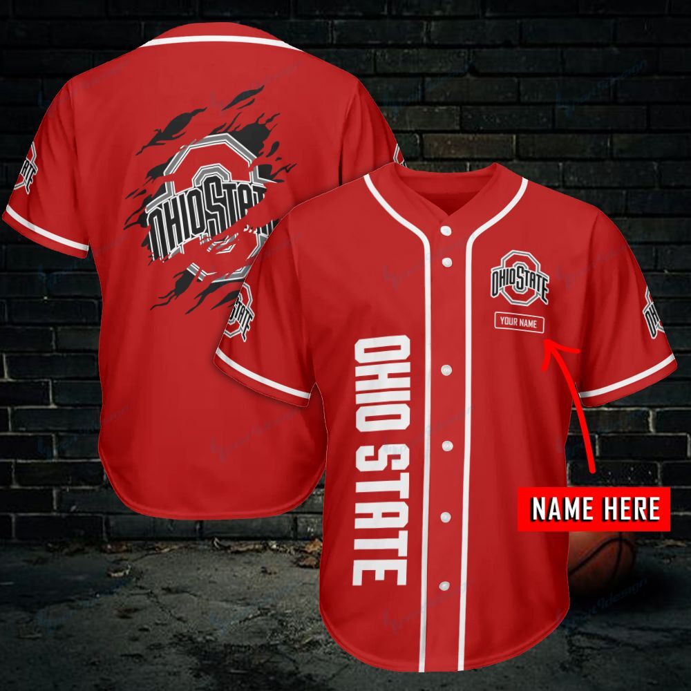 Ohio State Buckeyes Personalized Baseball Jersey 456