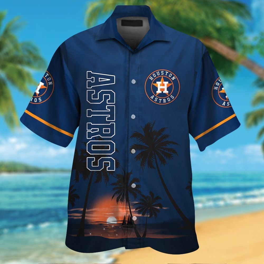 Houston Astros Short Sleeve Button Up Tropical Hawaiian Shirt Ver011