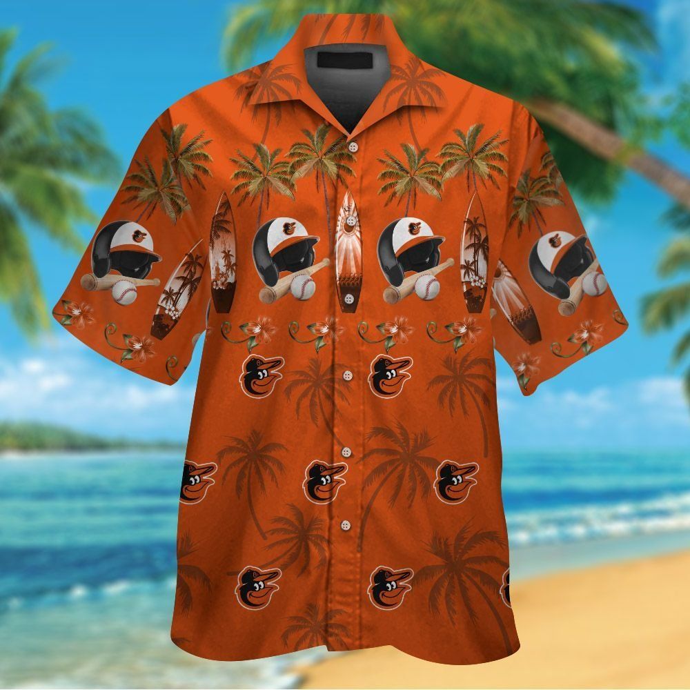 Baltimore Orioles Short Sleeve Hawaiian Shirt Tropical Button Up