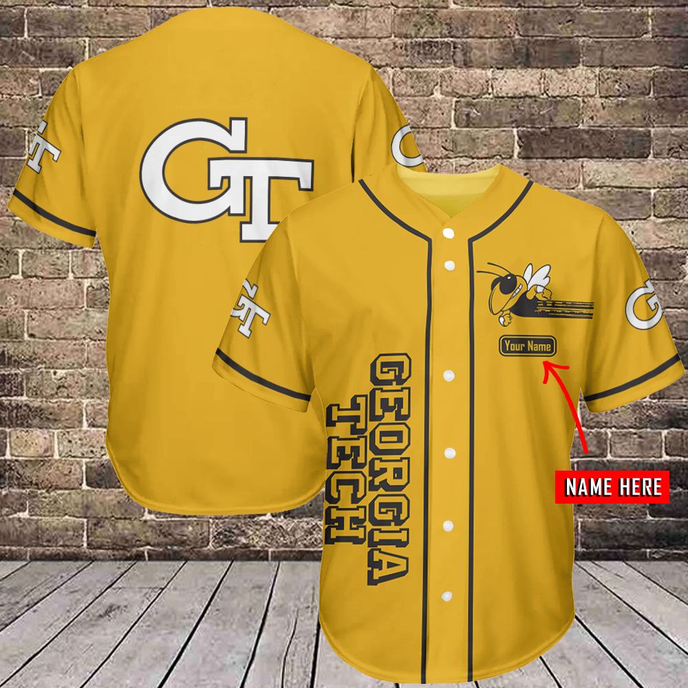 Georgia Tech Yellow Jackets Personalized Baseball Jersey Shirt 338