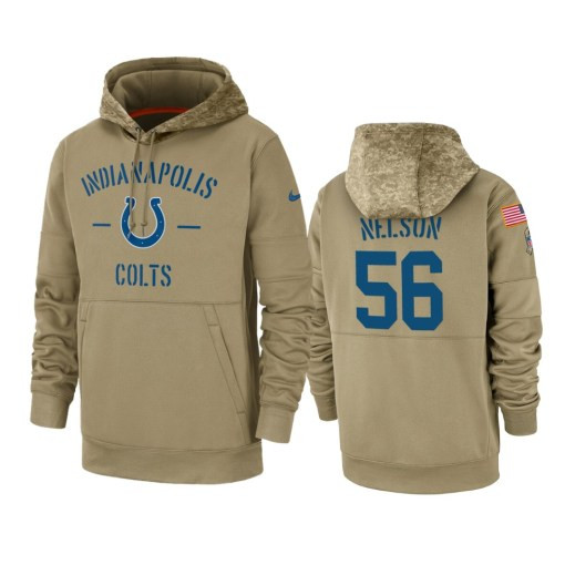 Indianapolis Colts Quenton Nelson Tan 2019 Salute To Service Sideline Therma Pullover Hoodie