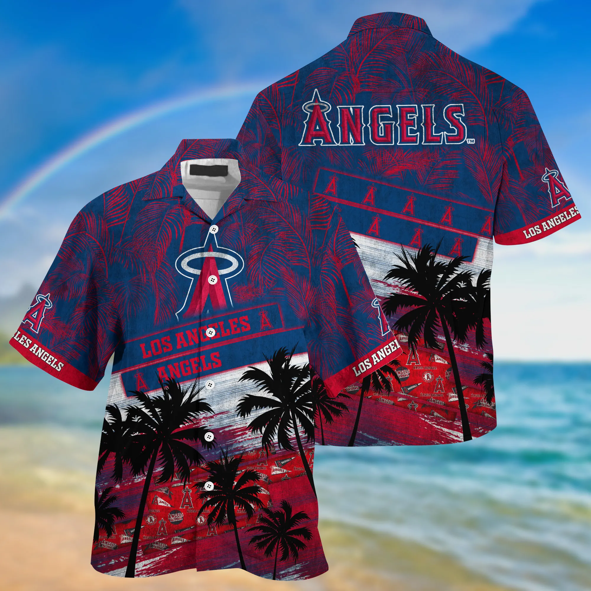 Los Angeles Angels Mlb Palm Tree Pattern Hawaii Shirt For Sports Fans Unisex Sport Hawaii Shirt