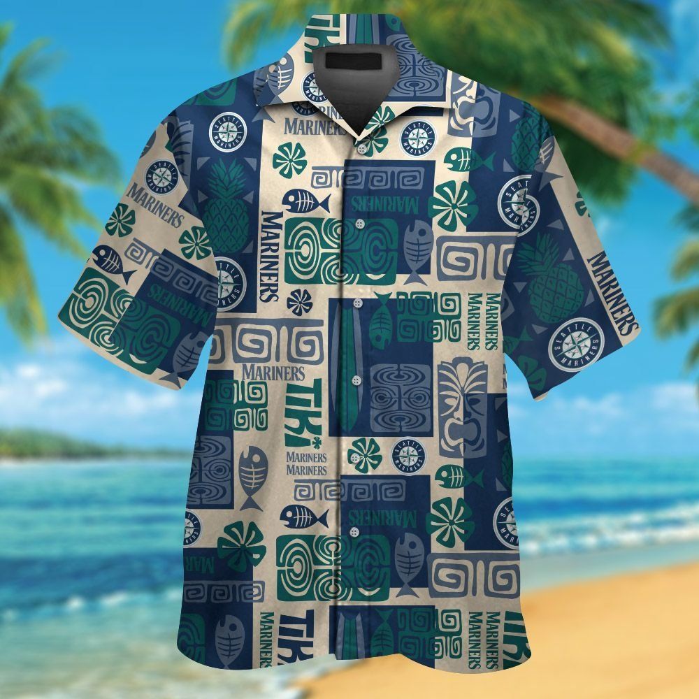 Seattle Mariners Short Sleeve Button Up Tropical Hawaiian Shirt Ver07