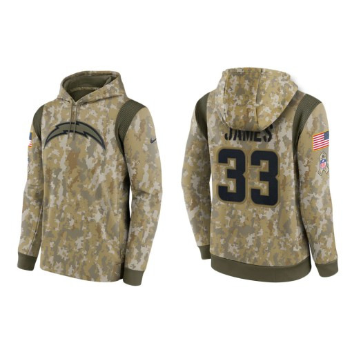 Derwin James Los Angeles Chargers Camo 2021 Salute To Service Veterans Day Therma Pullover Hoodie