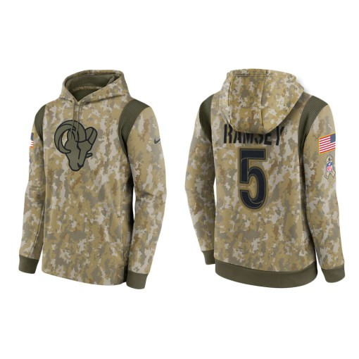 Jalen Ramsey Los Angeles Rams Camo 2021 Salute To Service Veterans Day Therma Pullover Hoodie