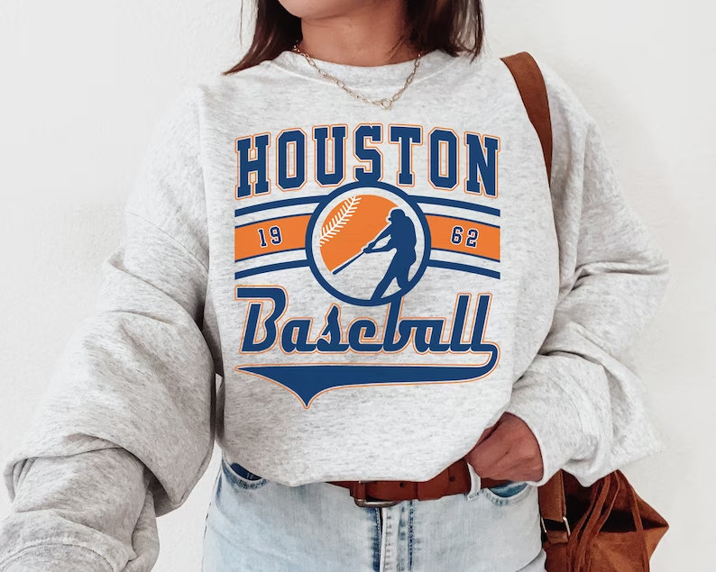 Vintage Houston Astros Crewneck Sweatshirt / Tee, Astros EST 1962 Sweatshirt, Houston Baseball Shirt, Retro Astros Shirt