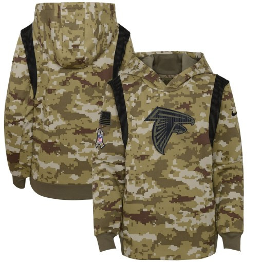 Atlanta Falcons Youth 2021 Salute To Service Therma Performance Pullover Hoodie – Olive