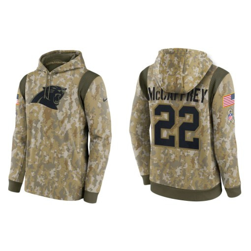 Christian Mccaffrey Carolina Panthers Camo 2021 Salute To Service Veterans Day Therma Pullover Hoodie