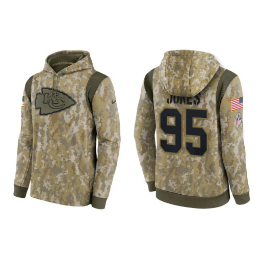 Chris Jones Kansas City Chiefs Camo 2021 Salute To Service Veterans Day Therma Pullover Hoodie