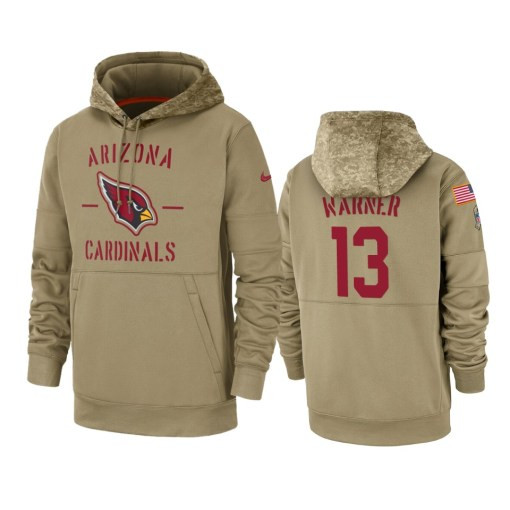 Arizona Cardinals Kurt Warner Tan 2019 Salute To Service Sideline Therma Pullover Hoodie