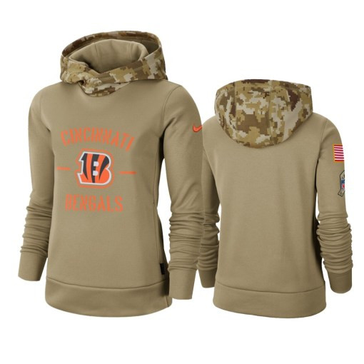 Cincinnati Bengals Khaki 2019 Salute To Service Therma Pullover Hoodie