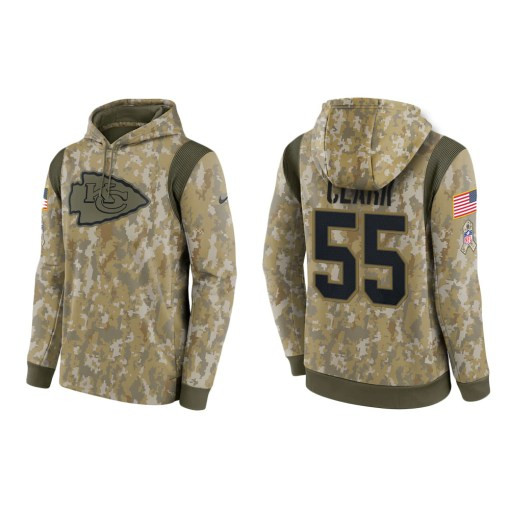 Frank Clark Kansas City Chiefs Camo 2021 Salute To Service Veterans Day Therma Pullover Hoodie