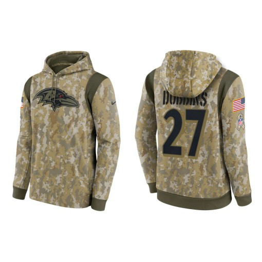 J.K. Dobbins Baltimore Ravens Camo 2021 Salute To Service Veterans Day Therma Pullover Hoodie