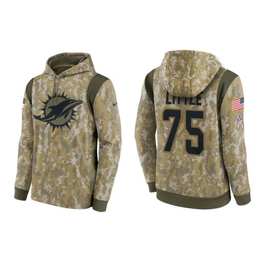 Greg Little Miami Dolphins Camo 2021 Salute To Service Veterans Day Therma Pullover Hoodie